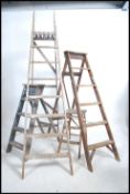 2 large 20th century vintage wooden ladders of fol
