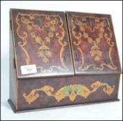 An early 20th century inlaid stationary desk tidy,