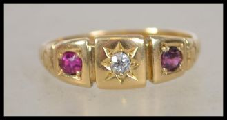 An early 20th century 18ct gold ruby and diamond r
