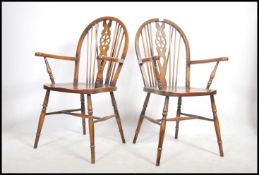 Two antique style beech wood Winsor wheel back car