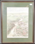A framed and glazed print of Bristol entitled ' Avon Gorge to the Severn Estuary ' limited edition