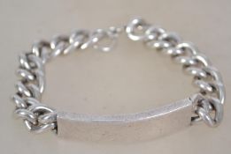 A hallmarked sterling silver gentleman's belcher link bracelet chain having an blank name plate