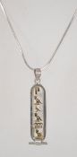 A sterling silver 925 snake link necklace chain with lobster claw clasp having a silver Egyptian