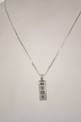 A sterling silver 925 box link necklace chain with bolt ring clasp having a hallmarked silver