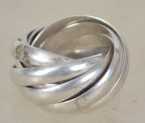 A sterling silver 925 metamorphic Russian double trilogy ring. Weighs 19.3 grams size M.