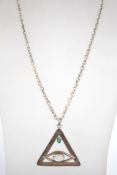 A sterling silver 925 belcher link necklace chain with lobster claw clasp, having a large Egyptian