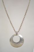 A hallmarked silver rope twist necklace chain having a bold ring clasp and a hand beaten silver