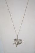 A sterling silver 925 belcher link necklace chain with bolt ring clasp having a silver Chinese