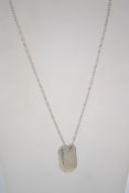 A sterling silver 925 dog tag necklace having a ball chain twin tags and a bolt ring clasp. Weighs