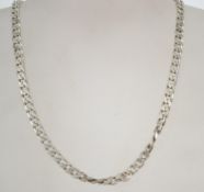 A heavy sterling silver 925 gentlemen's flat curb link necklace chain. Weighs 30.3 grams and