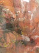 A large mixed media abstract study dating from the 20th century being framed and glazed. Framing