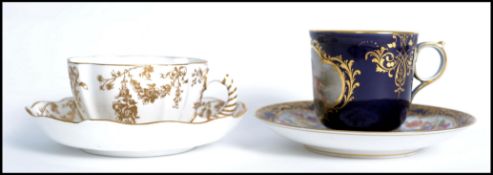 A Meissen 19th century cobalt blue cup and saucer