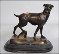 A 20th century Bronze sculpture figure of a Boxer / Mastiff dog, stood on all fours in a regal
