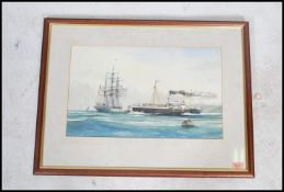 P. Whittock -  20th century a framed and glazed water colour painting of a liner crossing a path