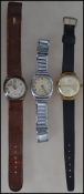 A group of three vintage 20th century gents wrist watches to include Services 5 Jewel Shockproof etc