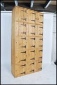 A stunning fifteen door vintage stripped / scrubbed pine school lockers / kitchen larder cabinet