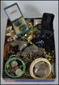 A good collection of vintage costume jewellery to include celluloid bangles, rhinestone necklaces,