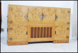 A 1930's Art Deco burr walnut radiogram / cocktail / entertainment sideboard dresser in the manner