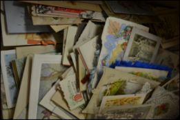 GREETINGS Cards. Large box with several hundred examples from Queen Victoria (inc intricate paper