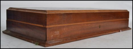 A Victorian mahogany inlaid canteen / presentation box bearing inscribed cartouche panel ' Presented