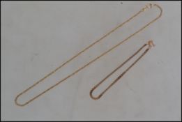 A 9ct gold Byzantine ladies necklace with clasp together with a 9ct gold box linked ladies bracelet.