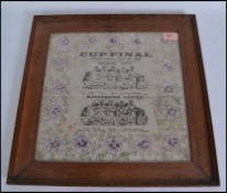 A 1909 FA Cup Final commemorative framed and glazed paper napkin for Bristol City V Manchester