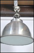 A set of 3 original 20th century BTC aluminium Industrial pendant lights / factory lighting. Each