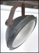 A large mid centuryIndustrial maritime ships spotlight fog light having copper ebonised case with