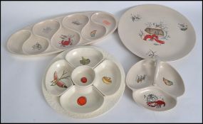 A good group of Crown Devon Oceanic ceramics to include a large serving plate, a handled sectional