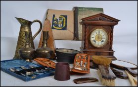 A good mixed lot to include a believed Joseph Sankey and Son textured embossed crocodile skin ewer