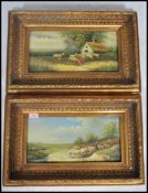 A pair of 20th century oil on board study painting's in the 18th century manner depicting a