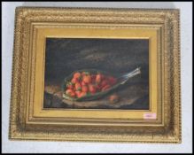 A 19th century oil on canvas painting - still life study having central lettuce leaf with