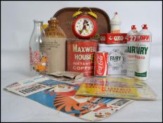 A collection of original vintage retro advertising items to include; Will's Woodbines tray, 3x Fairy