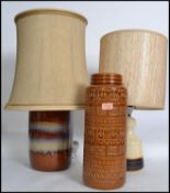 A 1970's retro large West German Fat Lava style ceramic table lamp of baluster form together with