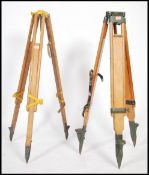 2 large vintage Industrial early 20th century wooden tripods - ideal for studio / cinema theatre