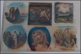 A group of  vintage glass plate slides mostly depicting religious scenes to include stations of