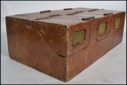 An unusual 20th century pigeon racing box of wooden construction having multiple zig zag shaped