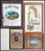 A collection of vintage style advertising wall mirrors to include examples for Southern Comfort,