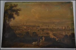 A 19th century oil on board painting of a young gi