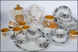 A collection of retro Worcester Palisey coffee service together with a part dinner service by