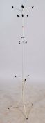 A vintage 20th century retro sputnik / atomic hat / coat stand of ebonised metal form with white