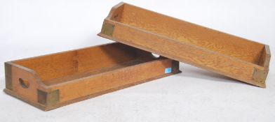 A good pair of Victorian solid oak library tray wi