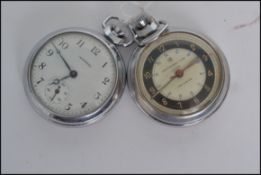 Two vintage 20th century Ingersoll pocket watches one having Arabic numerals with faceted hands