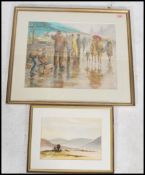 A framed and glazed pastel painting of a London market scene being signed C Howard to the corner.