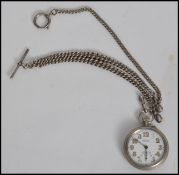 A silver hallmarked fob watch chain, each link having it's own mark together with a silver white