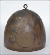 An unusual 19th century Chinese / Tibetan temple bell with stencil decoration and brass clapper to