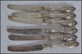 A set of 6 Edwardian silver hallmarked knives by William Yates, Sheffield. Date letter p for 1907.