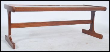 A 1970's retro G-Plan tiled and glass top coffee table of rectangular form with inset retro tiles