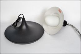 Large retro Danish design vintage copper lined ebonised  hanging pendant light ceiling lamp together