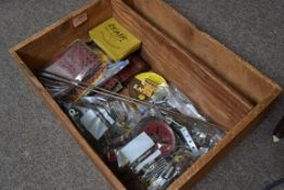 A collection of vintage mid 20th century Meccano set / pieces contain within a vintage wooden